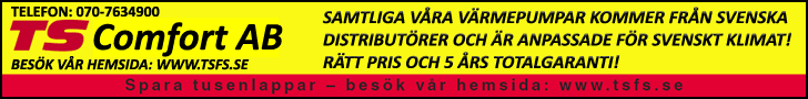 TS Comfort AB s�ljer luftv�rmepumpar med 5 �rs garanti, Toshiba, Mitsubishi Electric och Panasonic
